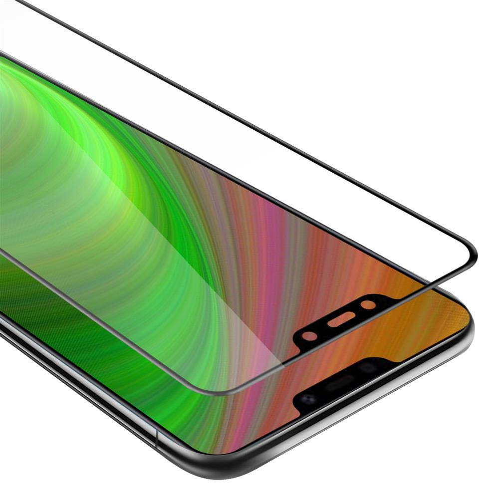 Un proteggi schermo è posizionato sopra lo schermo del telefono. Lo schermo mostra uno sfondo astratto e colorato.