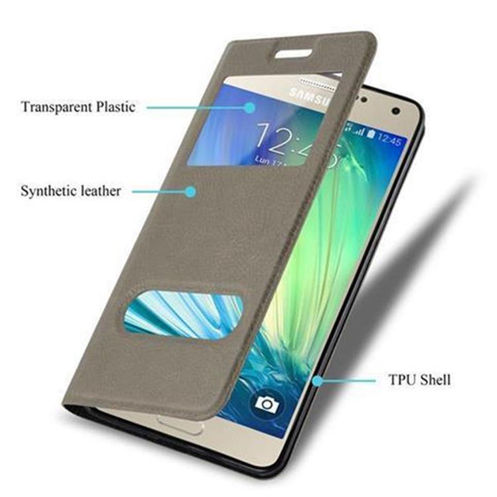 Custodia per telefono con plastica trasparente e pelle sintetica, rivela il telefono.