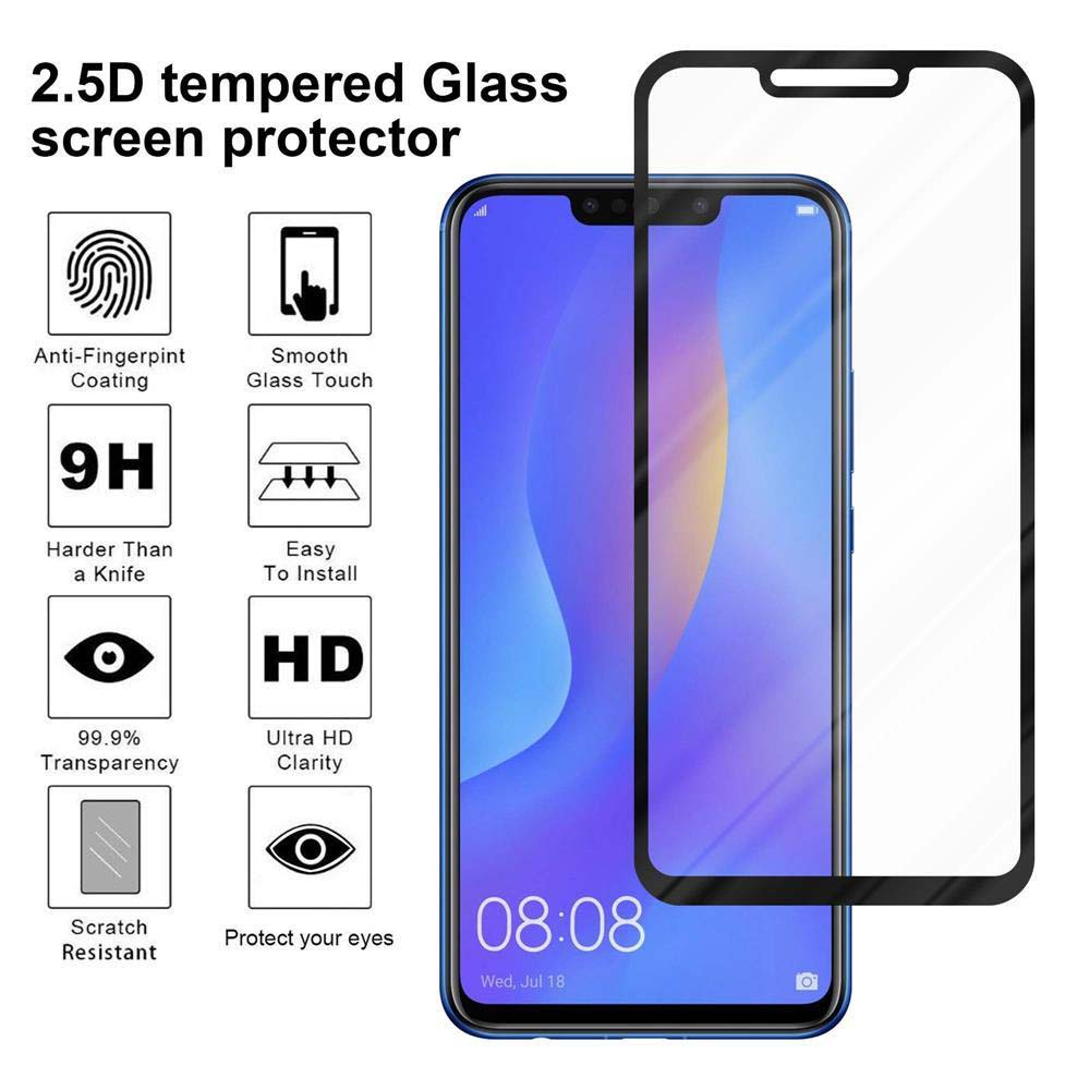 Proteggi schermo con icone. Un telefono con un proteggi schermo applicato è a destra.