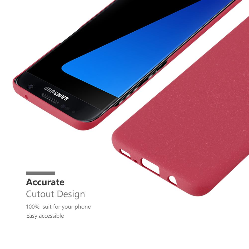 Un teléfono rojo con una funda. El teléfono muestra el logotipo de Samsung. La funda es roja.