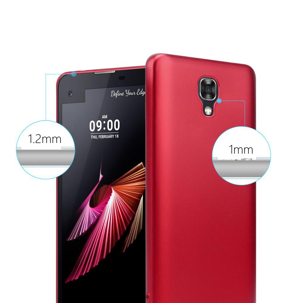 Custodia e telefono rossi. Testo 1,2 mm e 1 mm. Definisci il tuo bordo.