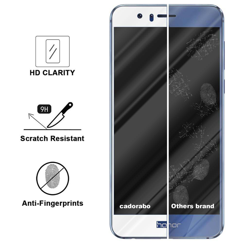 Telefono con protezione schermo. Testo: HD Clarity, Resistente ai graffi, Anti-impronte. Confronto marchi.