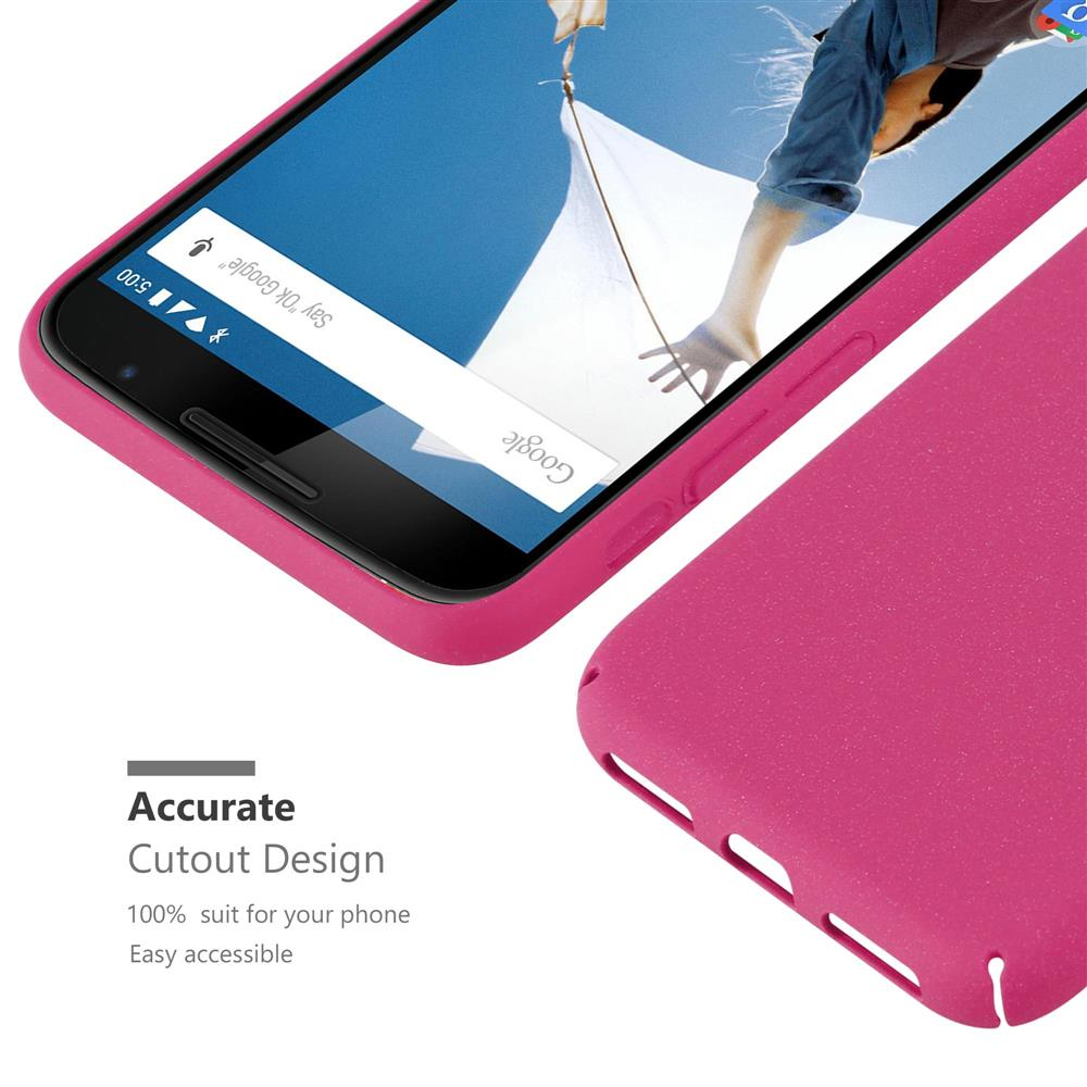 Eine pinkfarbene Handyhülle und ein Telefon. Das Telefon zeigt eine Website mit einem Mann auf einem Drachen.