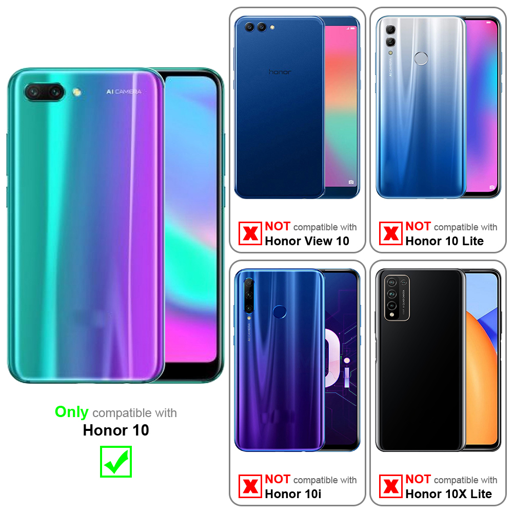 Telefonhüllen, kompatibel mit Honor 10, mit blauen, teal- und lila Handys. Text: Nicht kompatibel mit anderen Modellen.