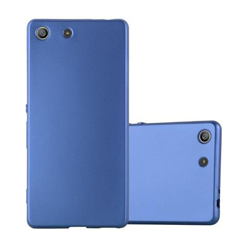 Custodia blu per telefono con due fotocamere e una seconda custodia. Entrambe blu.