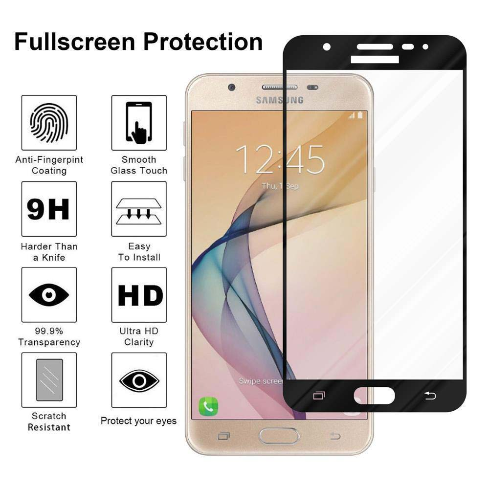 L'immagine mostra un telefono con una protezione per lo schermo e le sue caratteristiche. Le icone mostrano impronte digitali, tocco e resistenza ai graffi.