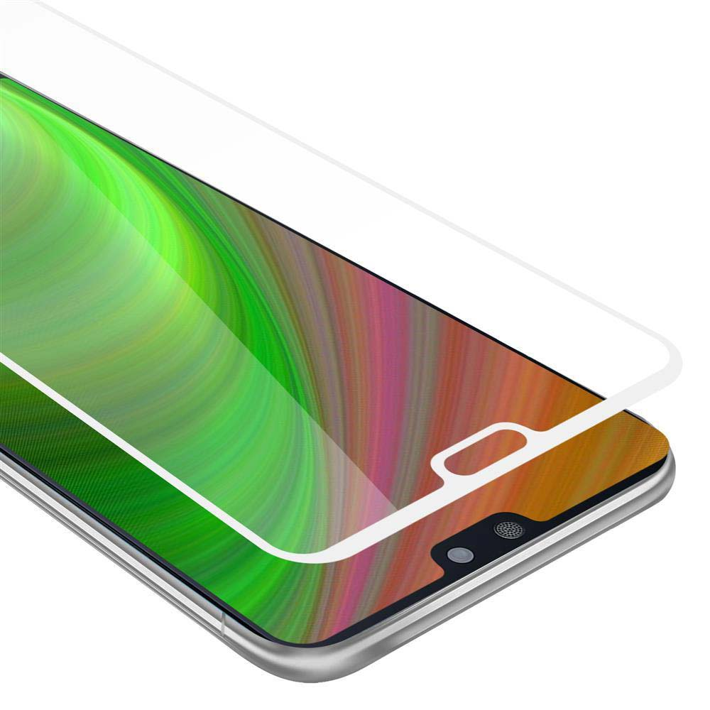 Un telefono con una protezione per lo schermo. La protezione è leggermente sopra lo schermo.