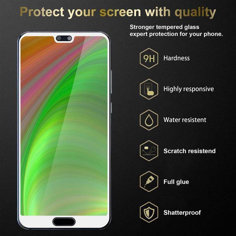 Un telefono con una protezione per lo schermo e icone. Il testo recita 'Proteggi il tuo schermo con qualità' e 'Durezza 9H'.