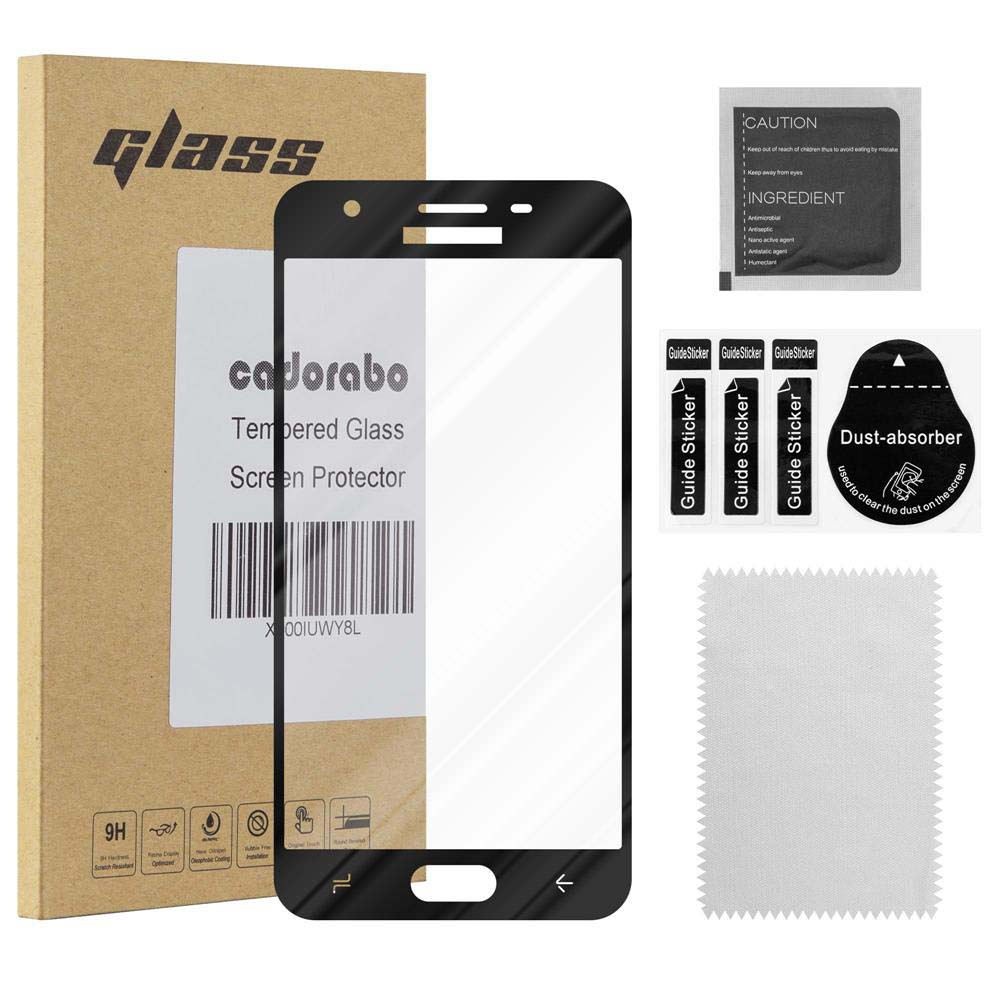 Kit protector de pantalla con pegatinas guía, paño y un teléfono.