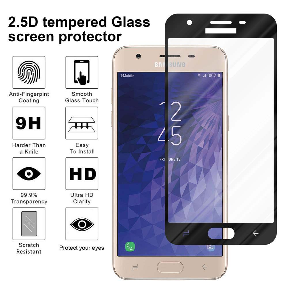 Se muestra un teléfono inteligente junto a un protector de pantalla, con iconos que indican características y beneficios clave.