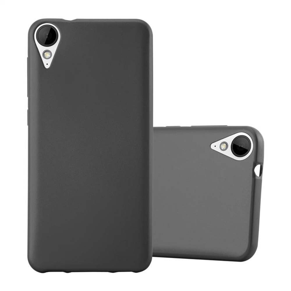 Dos fundas grises para teléfono. Fundas sobre fondo blanco. Una está de pie.
