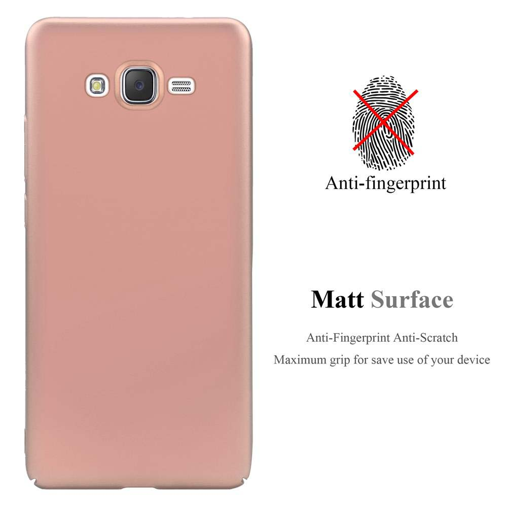 Eine rosa Handyhülle mit matter Oberfläche und Anti-Fingerabdruck-Design, mit einem roten Fingerabdruck-Symbol.