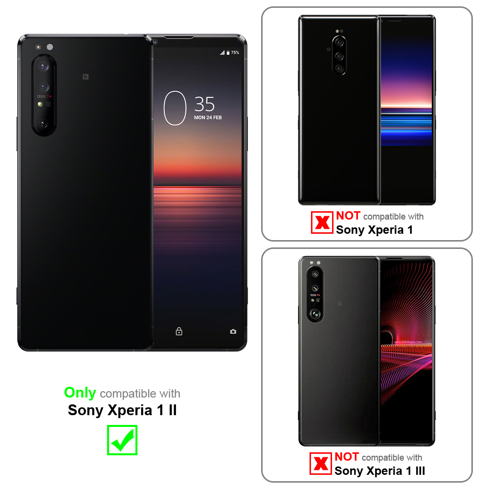 Confronto telefonico che mostra la compatibilità. Compatibile solo con Sony Xperia 1 II.