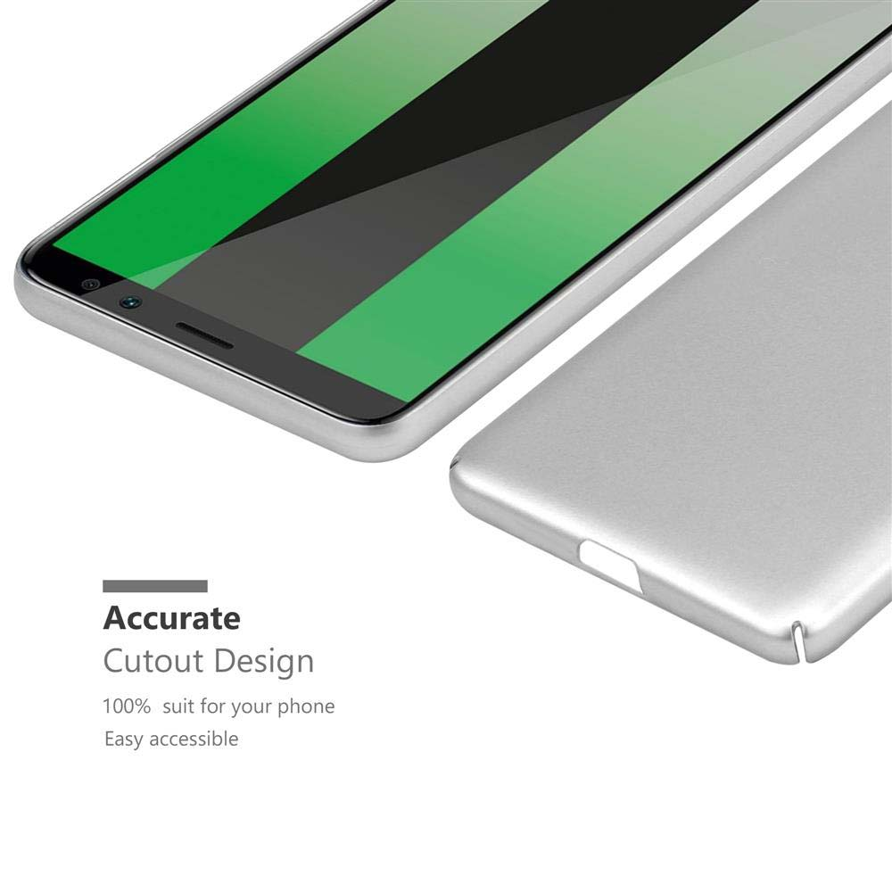 Un telefono cellulare con schermo verde e cover posteriore argentata.