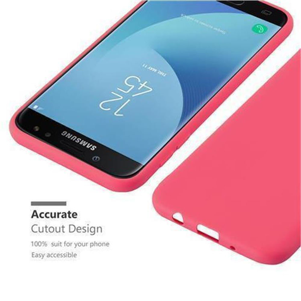 Una funda rosa para teléfono con un teléfono Samsung dentro. La pantalla del teléfono muestra la hora 12:45.