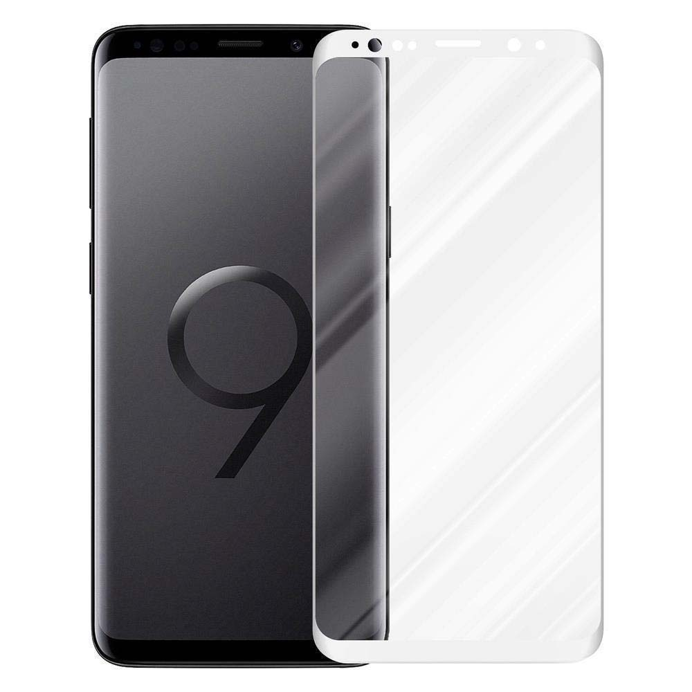 Viene mostrato un telefono con una protezione per lo schermo. La protezione per lo schermo è sul telefono. Entrambi sono neri.