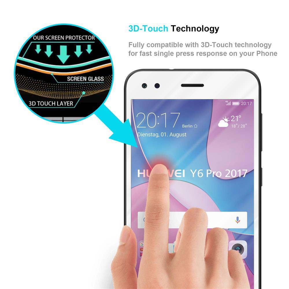Schermo del telefono con un dito che lo tocca. Mostra il livello touch 3D e il vetro dello schermo. L'ora è 20:17.