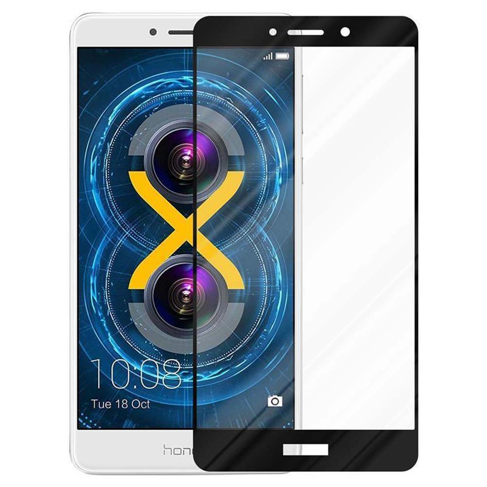 Un telefono con una protezione per lo schermo applicata. La protezione è a destra. Il telefono mostra un design.