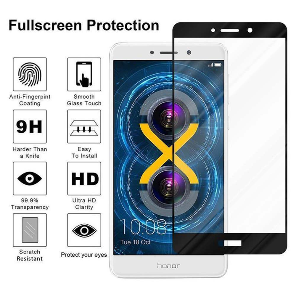 Un telefono con una protezione per lo schermo e icone sullo schermo. Testo: protezione a schermo intero.