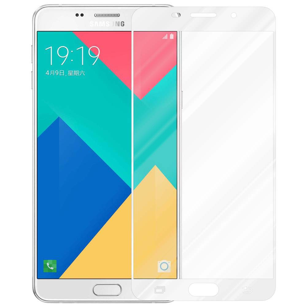 Telefono con una protezione per lo schermo. Il telefono visualizza un'interfaccia colorata. La protezione è sullo schermo.