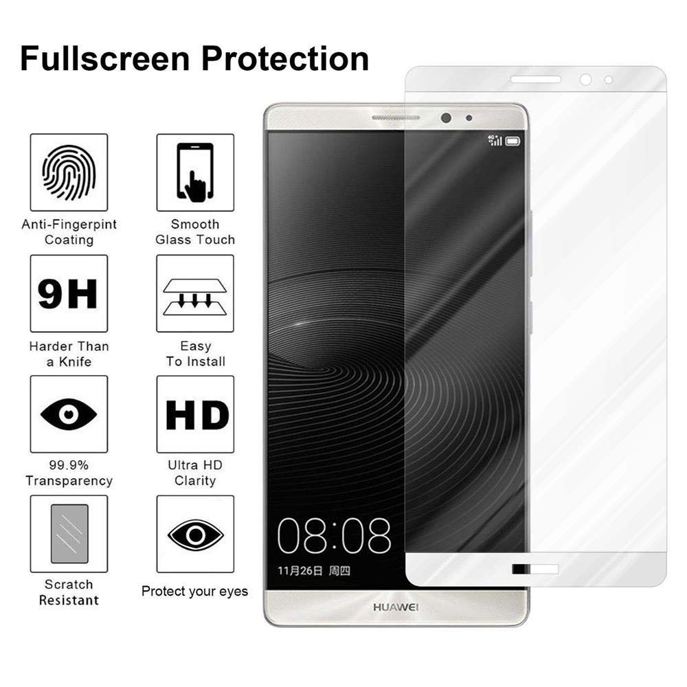 Un telefono con protezione schermo e icone che mostrano funzioni come anti-impronta, tocco delicato e chiarezza HD.