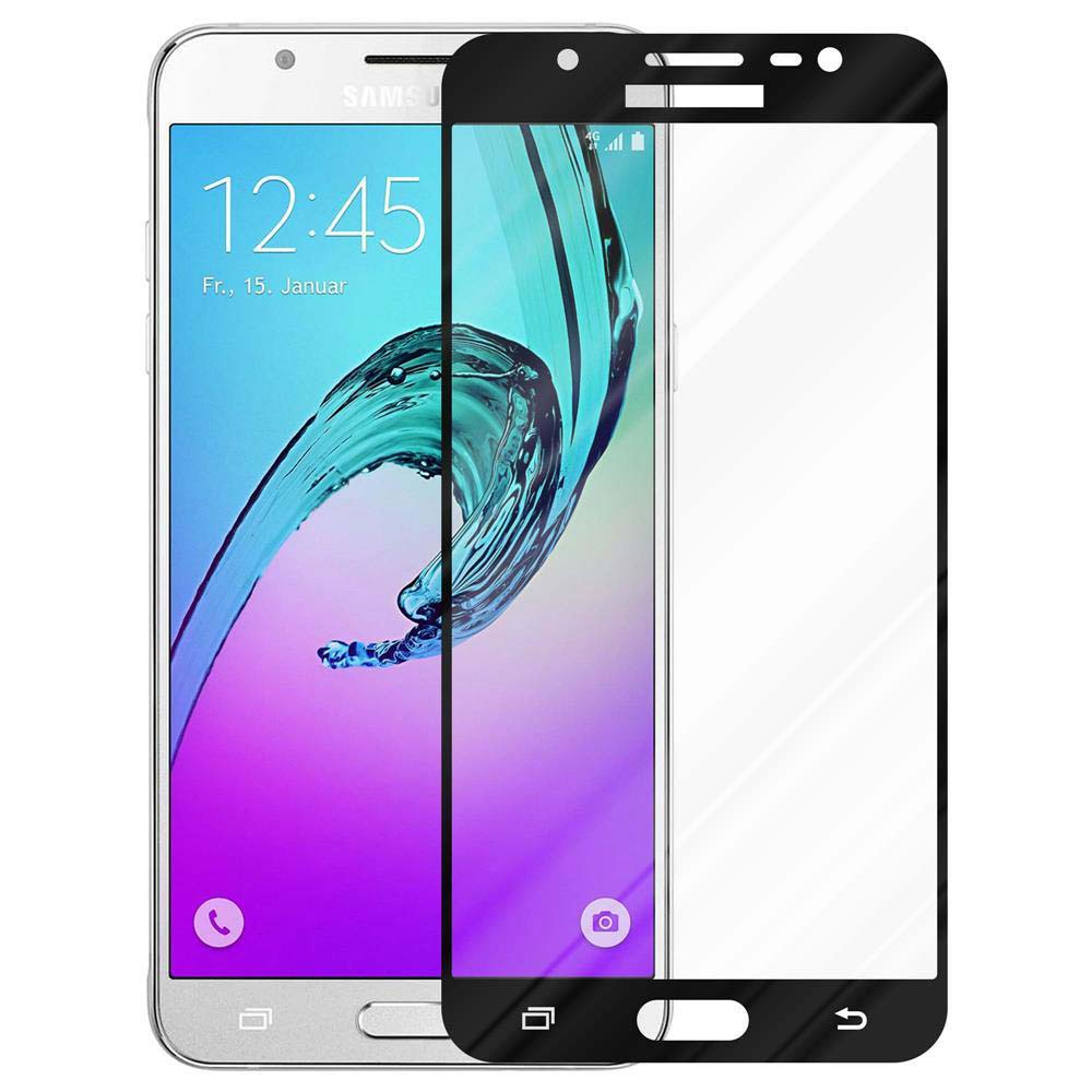 Uno smartphone con protezione schermo. Lo schermo mostra l'ora. La protezione è nera, il telefono è argento.
