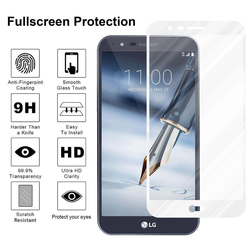 Un telefono con un proteggi schermo applicato, con icone che mostrano funzionalità come anti-impronta, chiarezza HD.