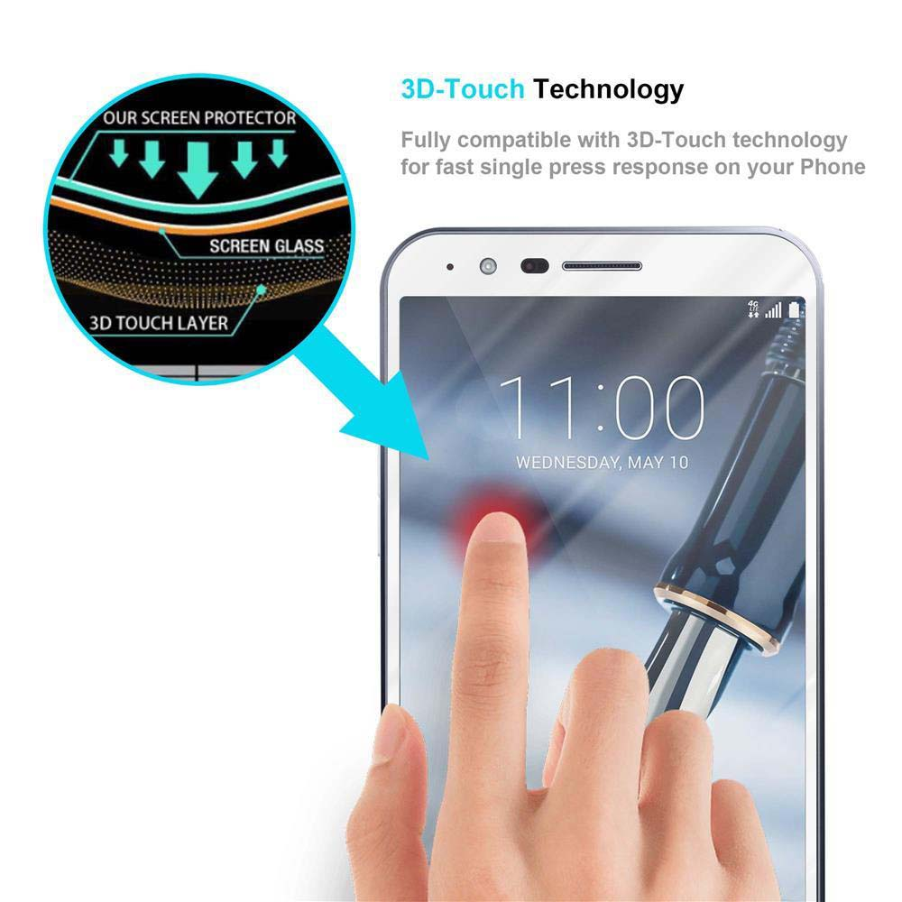 Una mano che preme lo schermo di un telefono con un livello 3D touch, mostrando la tecnologia.