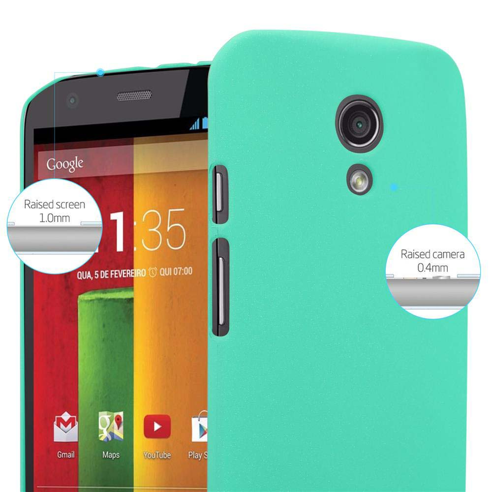 Telefono verde con schermo che mostra ora, app e data. Testo: Schermo e fotocamera rialzati.