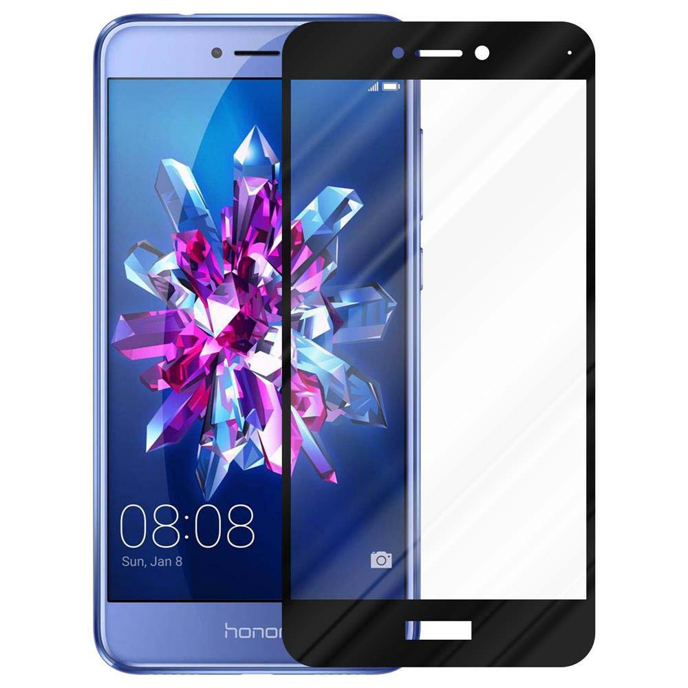 Telefono con protezione per lo schermo. Lo schermo del telefono mostra un design astratto e colorato.