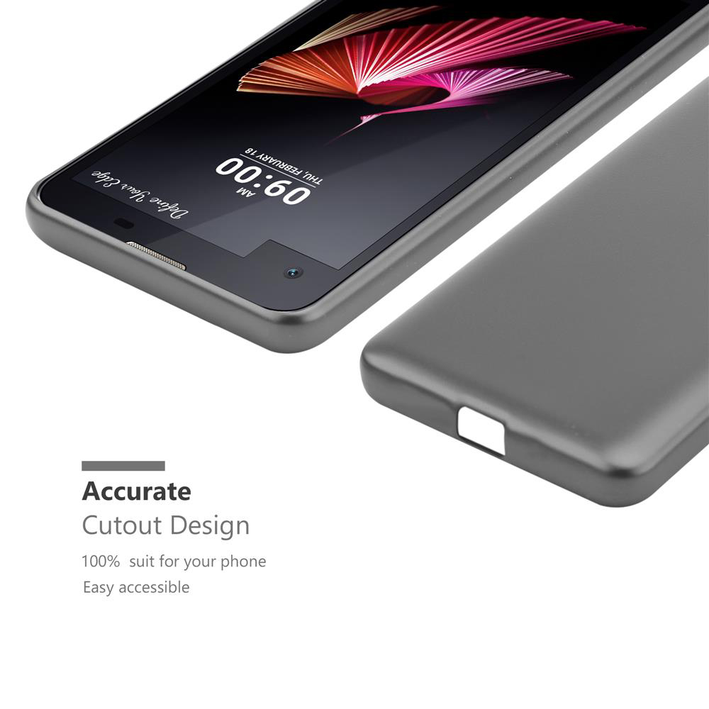 Un telefono grigio con custodia abbinata. Lo schermo mostra un design colorato. L'ora è 09:00, giovedì 18 febbraio.
