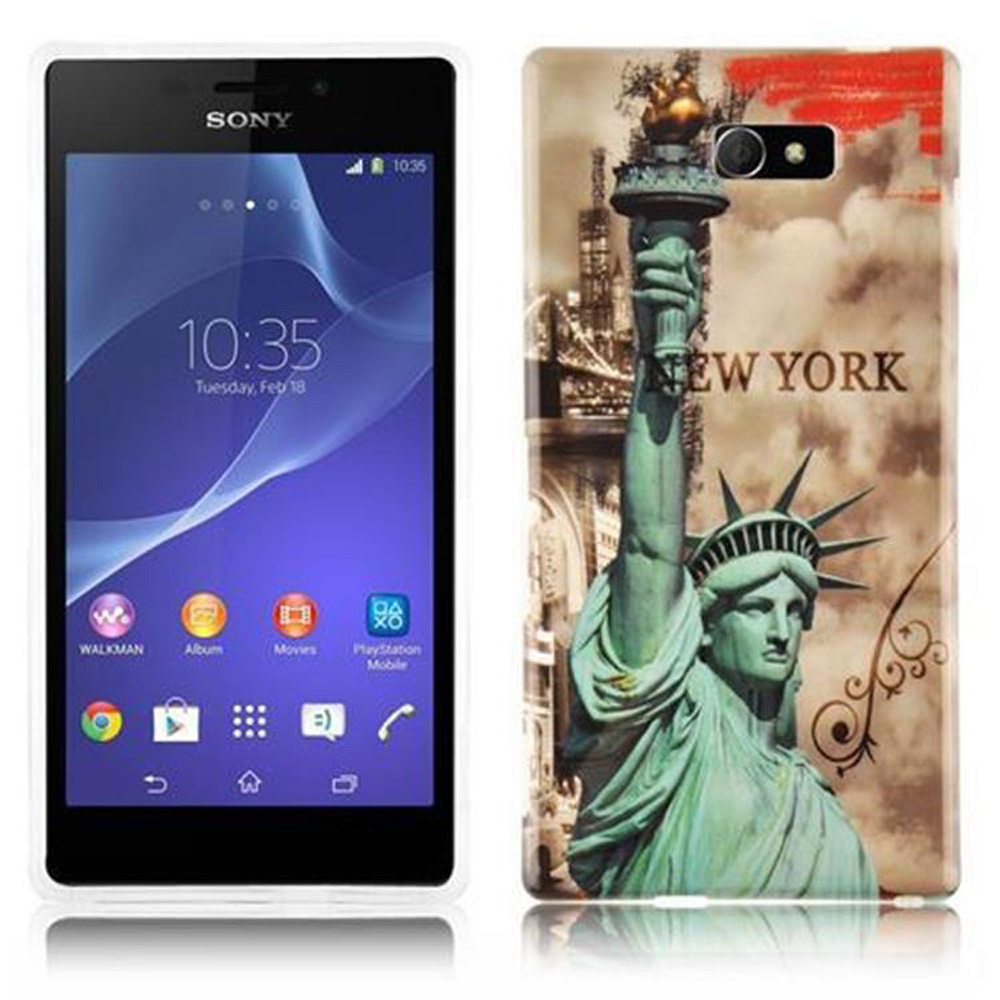 Cadorabo Case Compatible with Sony Xperia M2 / M2 Aqua in Metallic RED