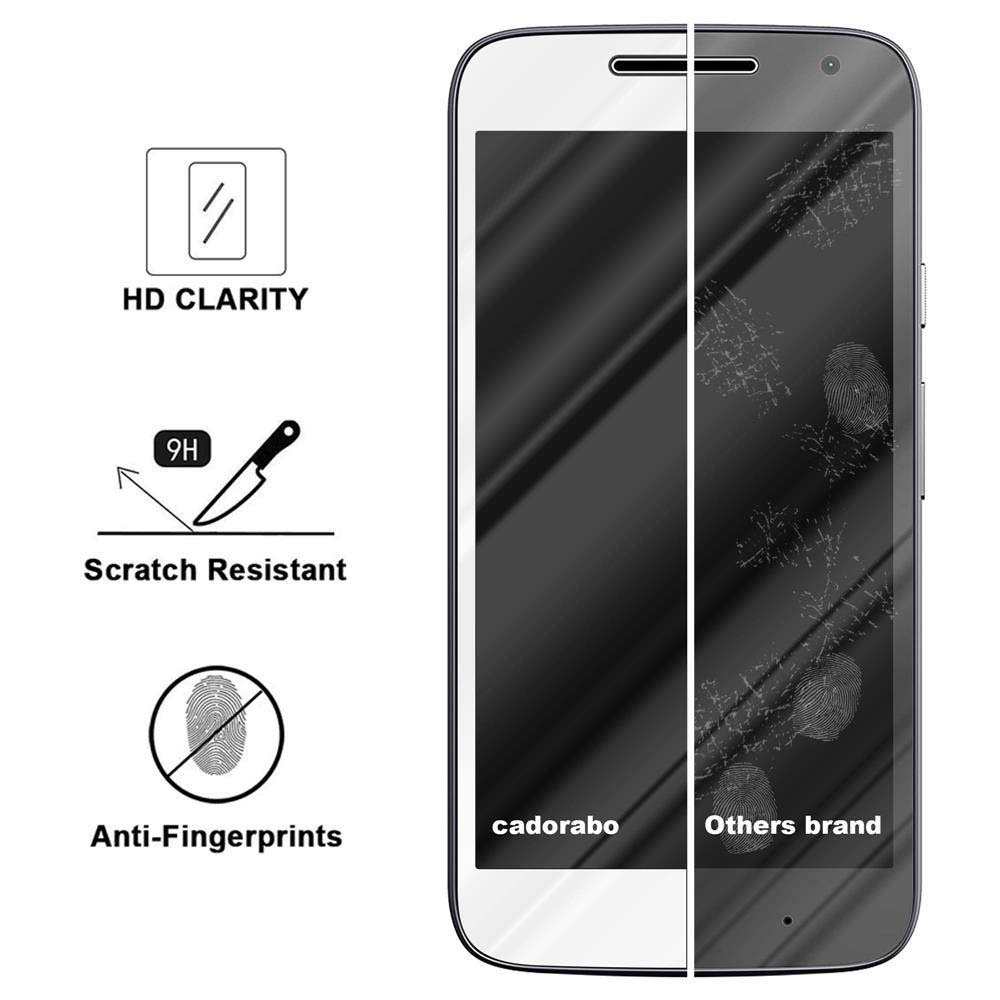 Test dello schermo del telefono. Il lato sinistro è protetto, il destro no. Testo: Chiarezza HD, antigraffio, anti-impronte.