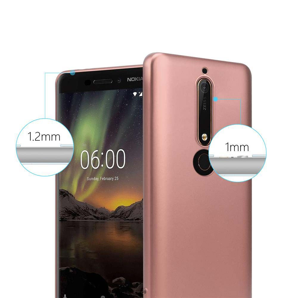 Telefono con custodia. Il telefono è rosa e ha una fotocamera. La custodia è anch'essa rosa e ha un ritaglio per la fotocamera.