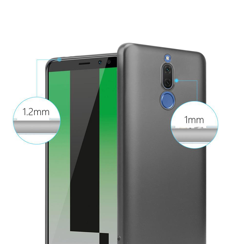 Handyhülle anpassen. Telefon und Hülle nebeneinander. Text: 1,2 mm, 1 mm. Graue Hülle.