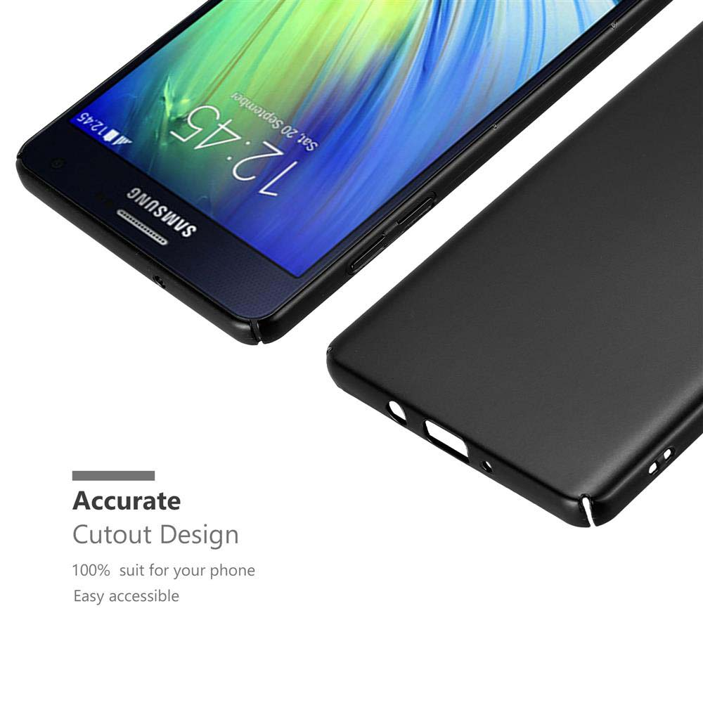 Schwarzes Telefon mit schwarzem Gehäuse. Das Gehäuse hat Aussparungen für Kamera und Anschlüsse.
