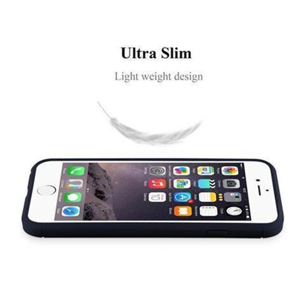 Un iPhone bianco con una custodia nera, che mostra lo schermo con icone delle app.