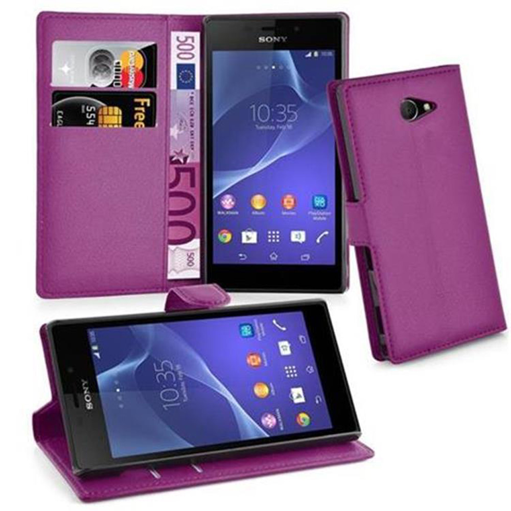 Cadorabo Custodia Libro Per Sony Xperia M2 – Colore Violetta Ametista – Portafoglio Con Vani Carte E Chiusura Magnetica