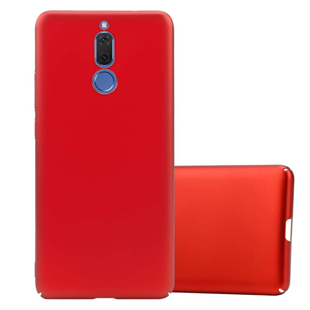 Custodia per telefono rossa con ritaglio per fotocamera e custodia abbinata. Sfondo bianco.