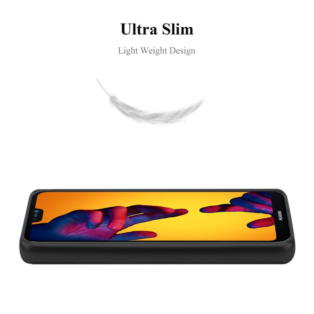 Custodia per telefono nera. Piuma leggera sopra il telefono. Il telefono è nero. Design ultrasottile. Design leggero.