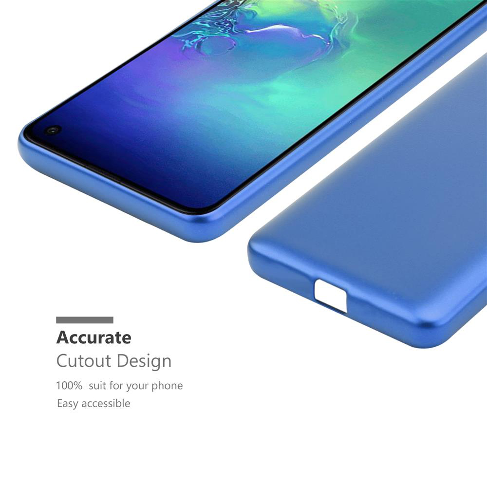Blaue Handyhülle mit Telefon. Präzises Ausschnittdesign.