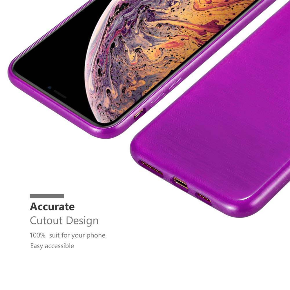 Custodie per telefono viola. Design con ritaglio preciso per il tuo telefono. Sfondo bianco.