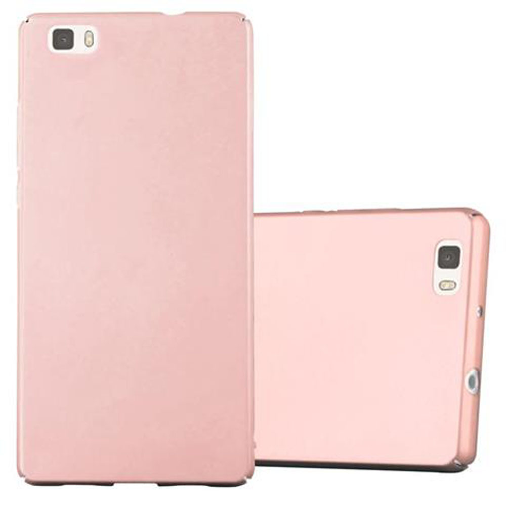 Dos fundas de teléfono rosas. Una está de pie, la otra tumbada. Ambas son el mismo modelo, con cámaras.