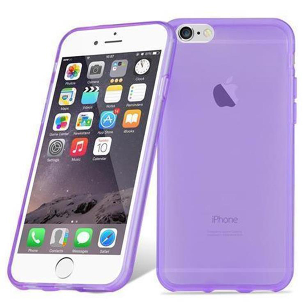 Due telefoni, uno con una protezione per lo schermo e l'altro con una custodia viola.