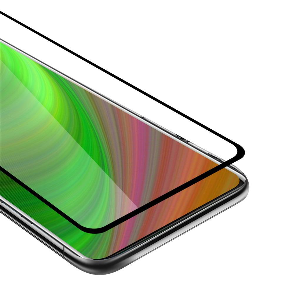 Uno schermo per smartphone con una sovrapposizione di vetro protettivo. Lo schermo visualizza un'immagine astratta colorata.