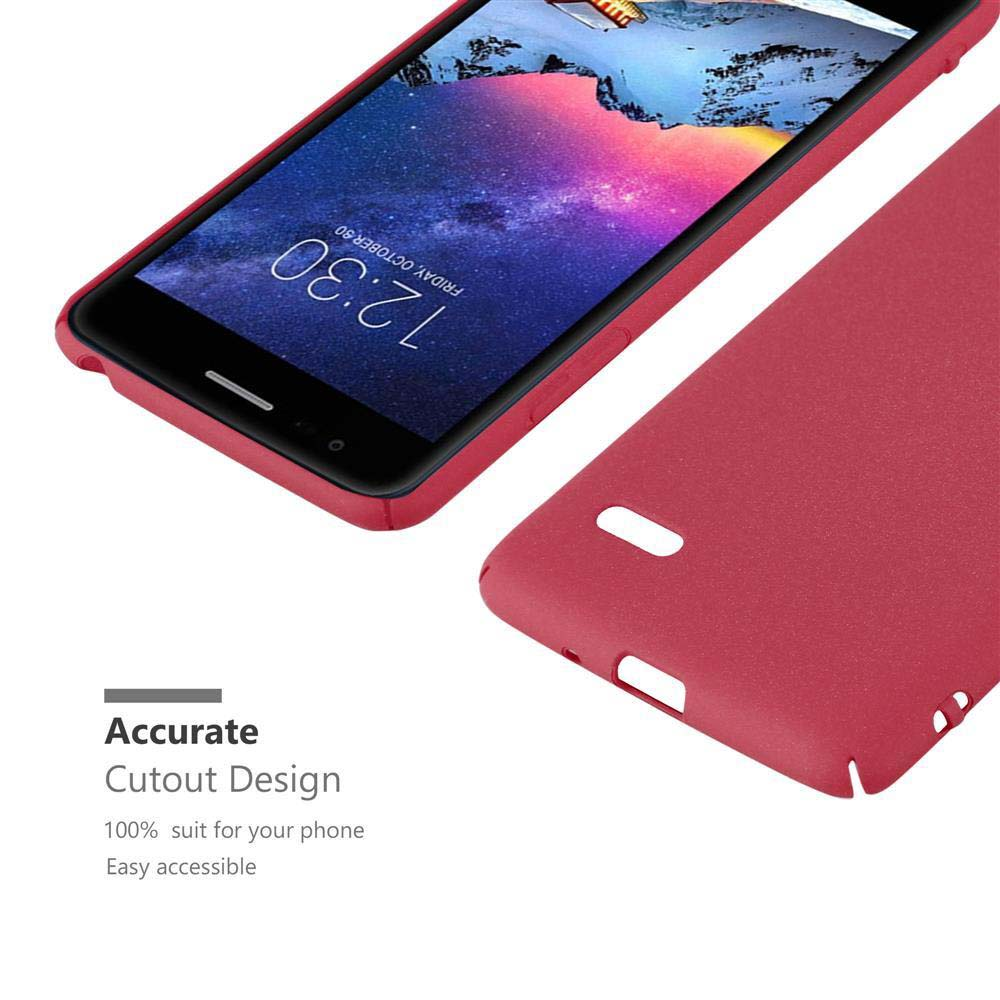 Eine rote Handyhülle und ein Telefon. Das Telefon zeigt die Uhrzeit an. Weißer Hintergrund.