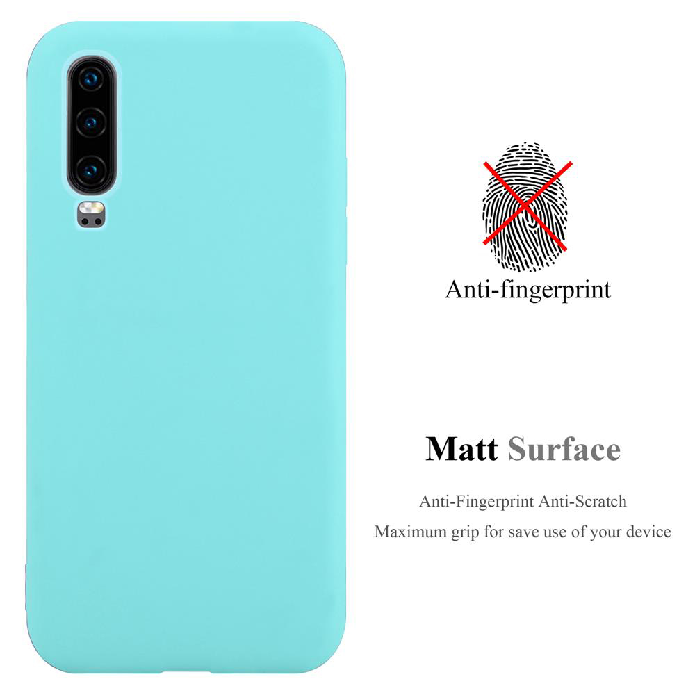 Una custodia per telefono azzurra con le parole 'Matt Surface' e una grafica anti-impronta digitale.