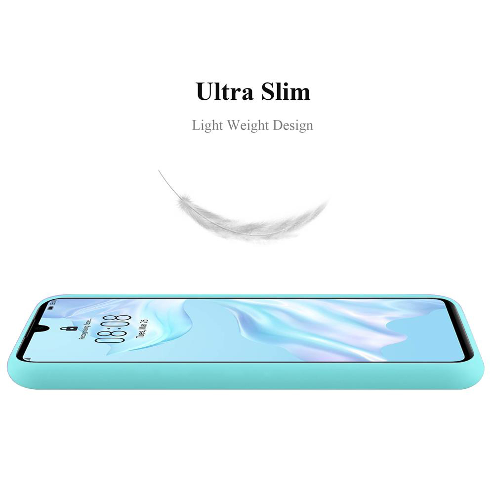 Custodia turchese con telefono. Design ultra sottile e leggero.