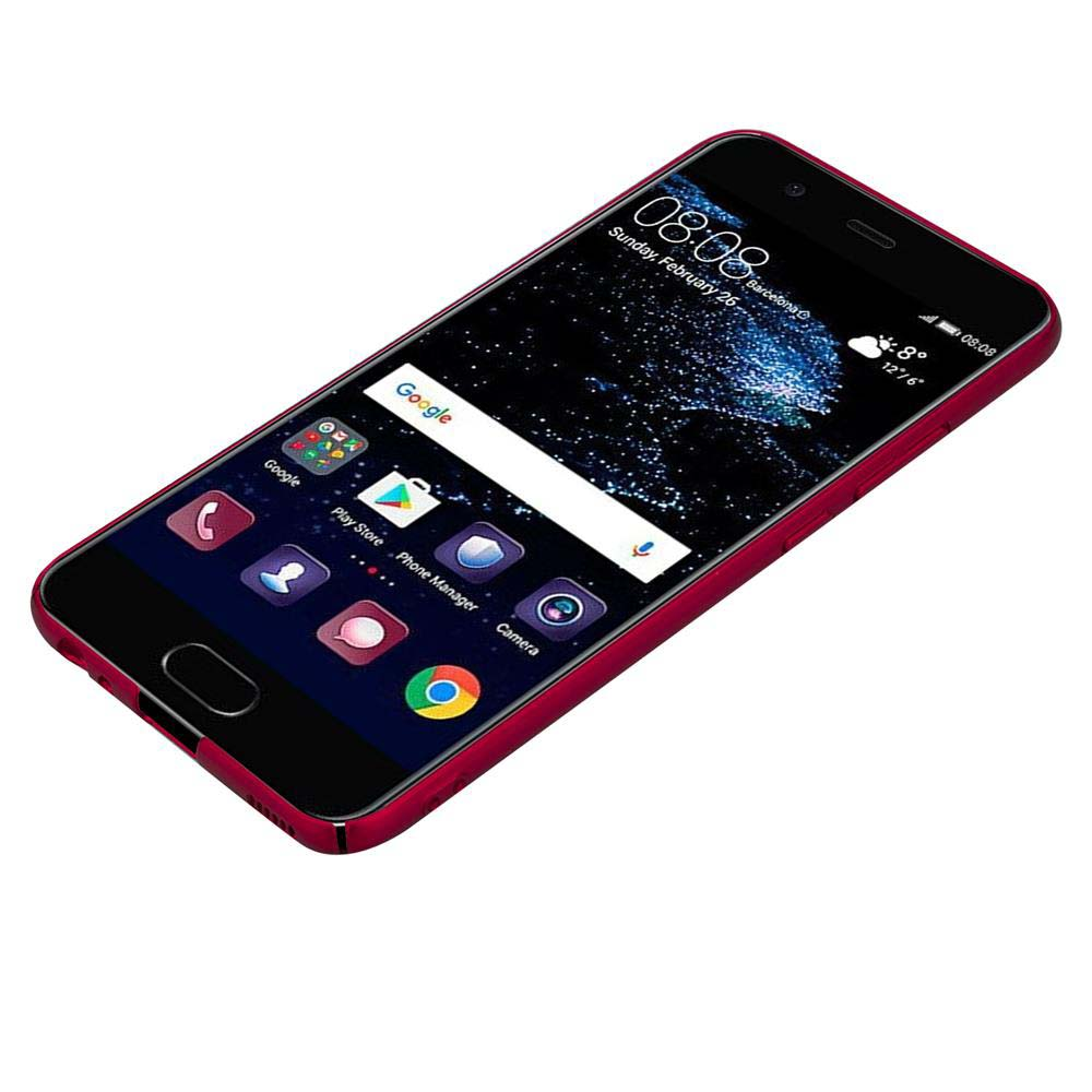 Rotes Telefon mit App-Anzeige. Liegt auf weißer Oberfläche. Der Hintergrund ist weiß.