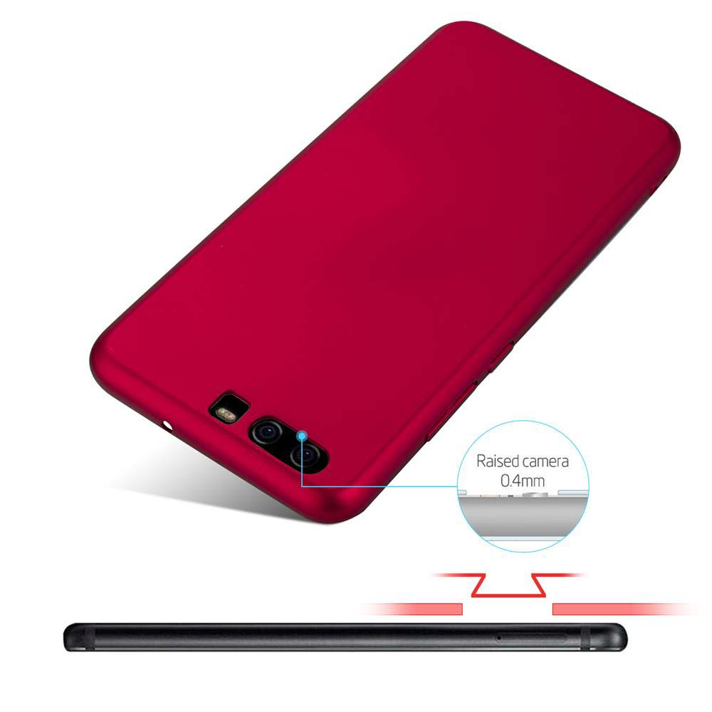 Eine rote Handyhülle mit einem Telefon darin. Ein Diagramm zeigt erhöhte Kameramessungen.